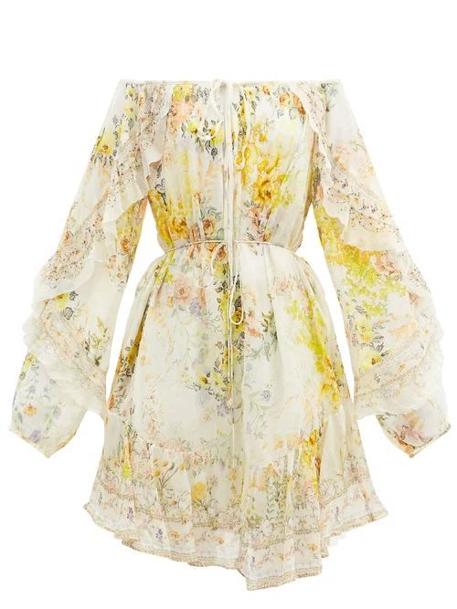 Camilla - In The Hills Of Tuscany Silk Mini Dress - Womens - Yellow Print