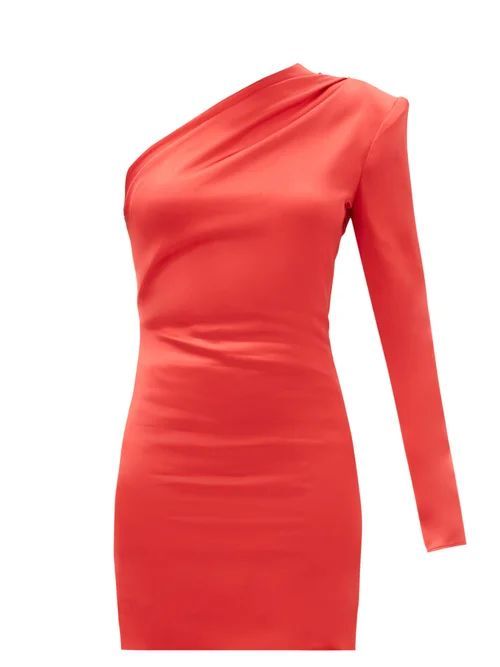 Charras One-shoulder Satin Mini Dress - Womens - Red