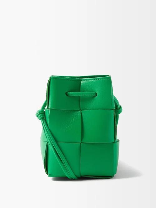 Cassette Mini Intrecciato Leather Bucket Bag - Womens - Green