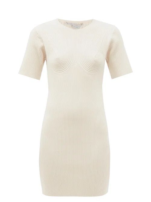 Bustier Rib-knitted Cotton-blend Dress - Womens - Beige
