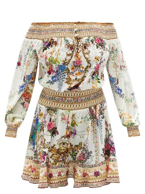 Camilla - By The Meadow-print Silk Mini Dress - Womens - White Print
