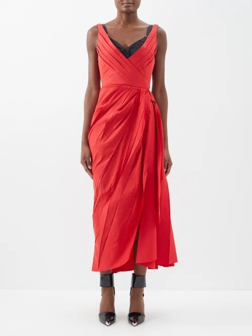 Deconstructed Gathered Faille Gown - Womens - Red