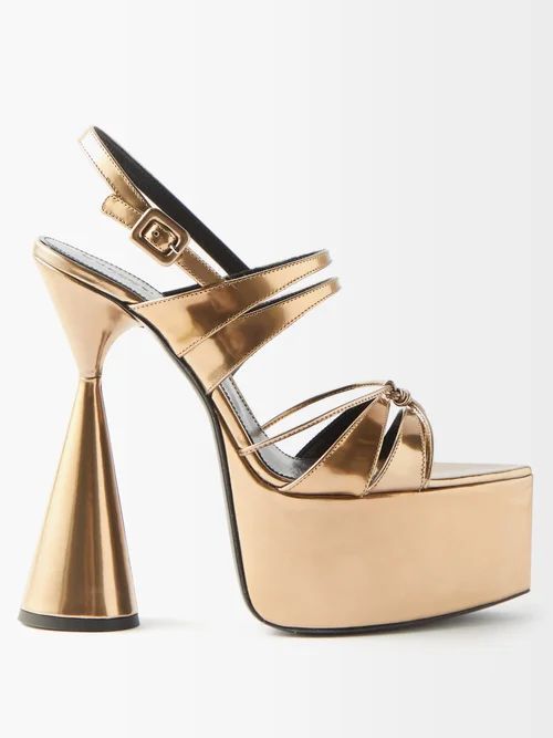 Belle 105 Leather Platform Sandals - Womens - Gold