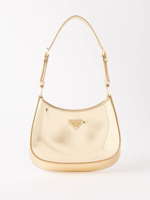 Cleo Mirrored-leather Shoulder Bag - Womens - Light Gold