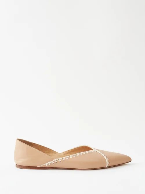 Avner Blanket-stitched Leather Ballet Flats - Womens - Nude
