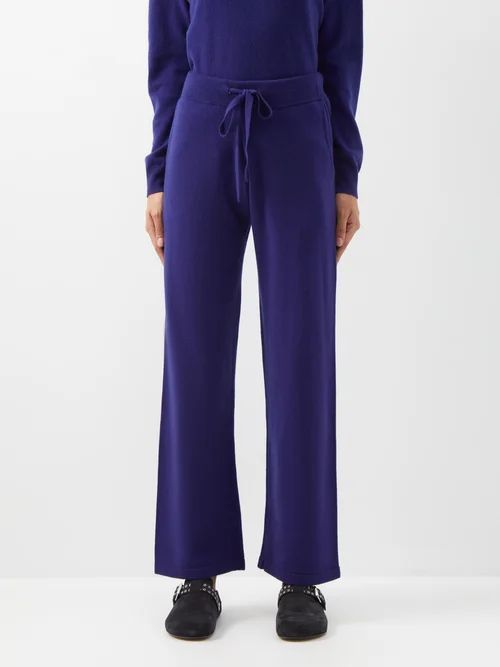 Drawstring-waist Cashmere-blend Trousers - Womens - Blue