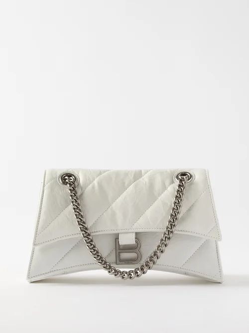 Crush S Quilted Creased-leather Shoulder Bag - Womens - White