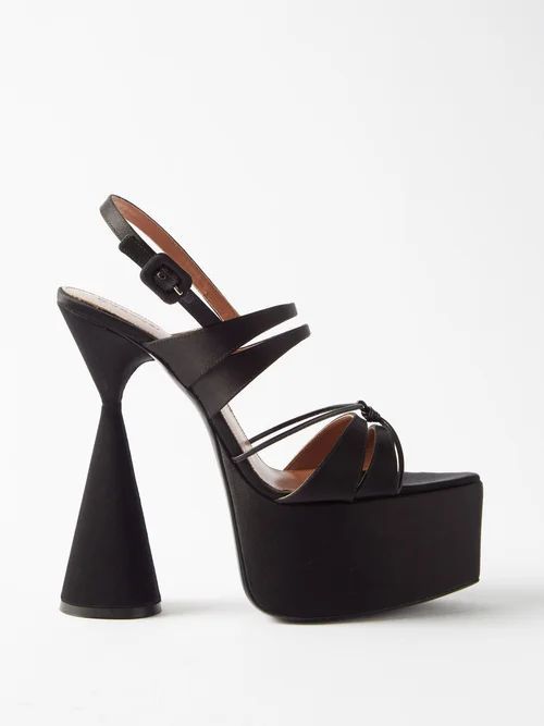 Belle 150 Satin Platform Sandals - Womens - Black