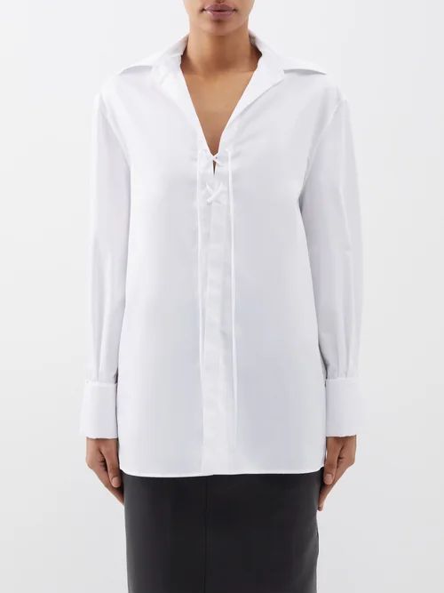 Deka Lace-up Cotton Shirt - Womens - White