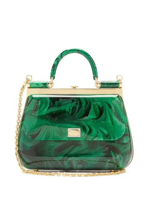 Dolce & Gabbana - Sicily Mini Marbled-acrylic Bag - Womens - Green