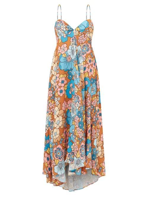 Dodo Bar Or - Mila Bow-back Floral-print Twill Dress - Womens - Blue Print
