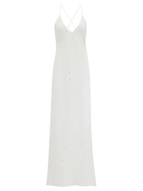 Crystal-embellished Mousseline Maxi Dress - Womens - White