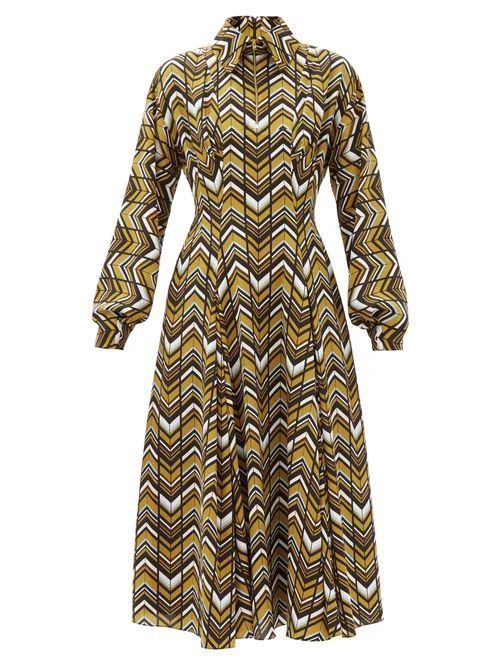 Dannie Zigzag-print Crepe Shirt Dress - Womens - Brown Multi