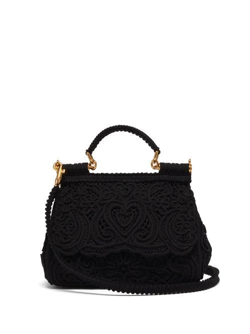 Dolce & Gabbana - Sicily Medium Cordonoetto-lace Bag - Womens - Black
