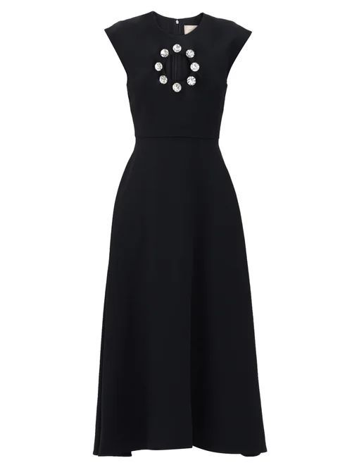 Crystal-embellished Cut-out Midi Dress - Womens - Black
