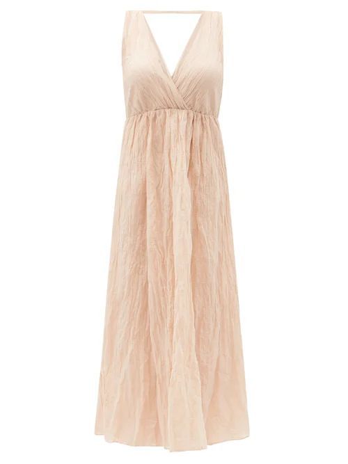Cleopatre Crinkled Cotton-blend Midi Dress - Womens - Light Pink