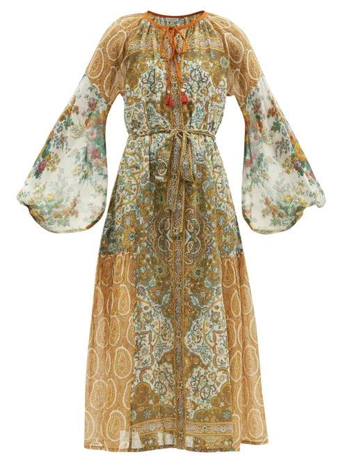 D'Ascoli - Darya Paisley-print Cotton-khadi Maxi Dress - Womens - Brown Multi