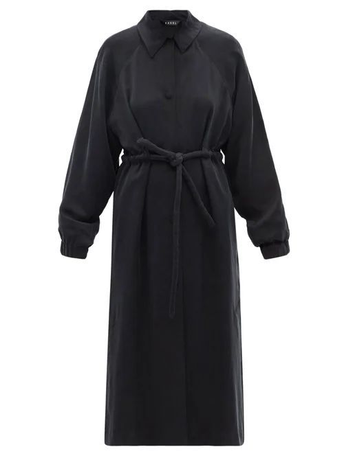 Couture Belted Brushed-technical Trench Coat - Womens - Black