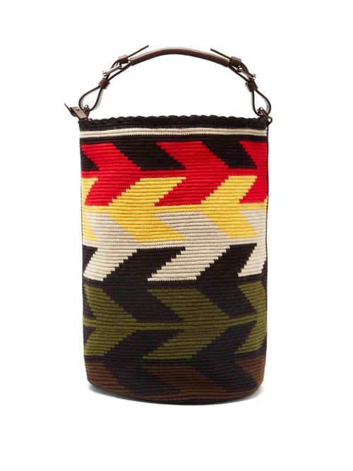 Colville - Arrow Large Leather-trim Woven Bucket Bag - Womens - Red Multi