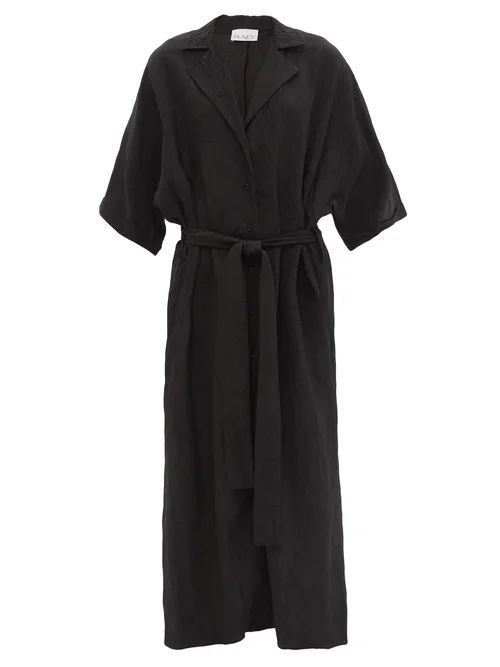 Dolman-sleeve Creased Shirt Dress - Womens - Black