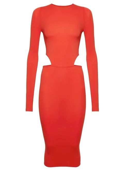 Cutout Long-sleeve Jersey Dress - Womens - Red