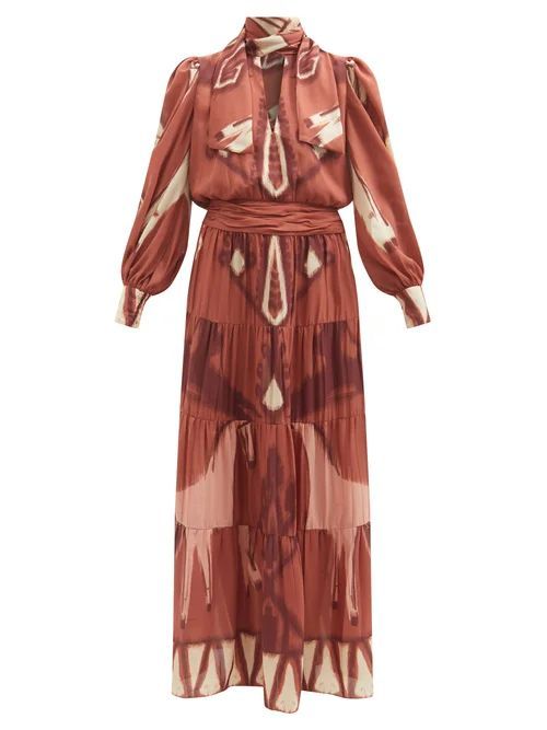 Deep Hope Recycled-fibre Satin Maxi Dress - Womens - Brown Beige