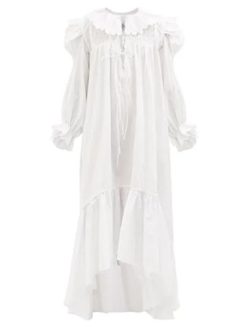 Defensia Ruffled Cotton-poplin Dress - Womens - White