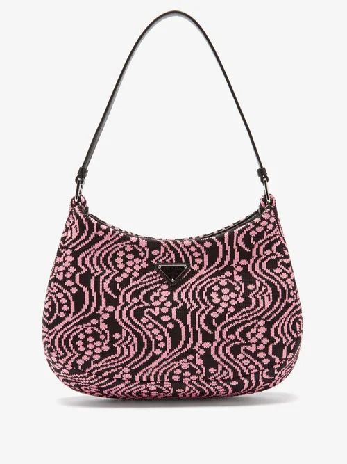 Cleo Jacquard-nylon Shoulder Bag - Womens - Black Pink