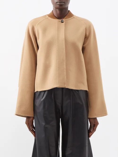 Caped-sleeve Wool-blend Jacket - Womens - Camel