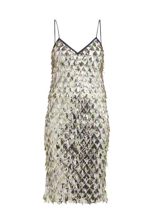 Jersey-lined Sequin Dress - Womens - Silver