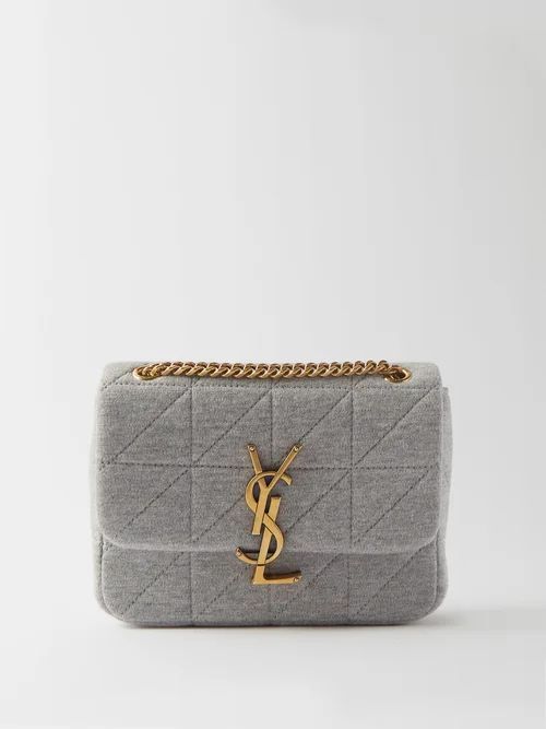 Jamie Mini Ysl Quilted-jersey Shoulder Bag - Womens - Grey