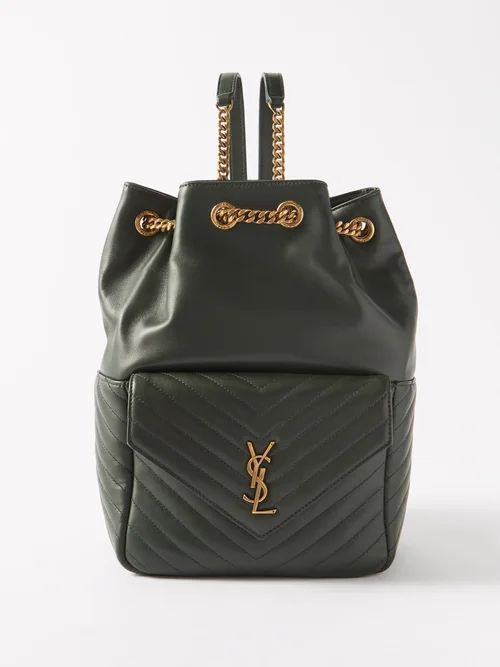 Joe Ysl-monogram Leather Backpack - Womens - Dark Green