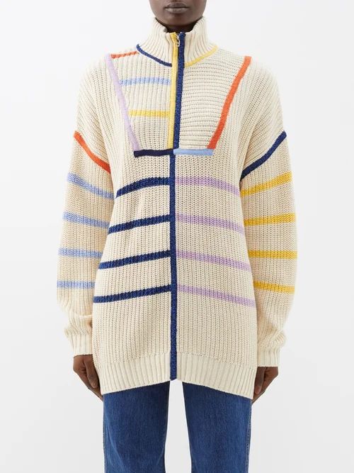 Hampton Striped Cotton-blend Sweater - Womens - White Multi