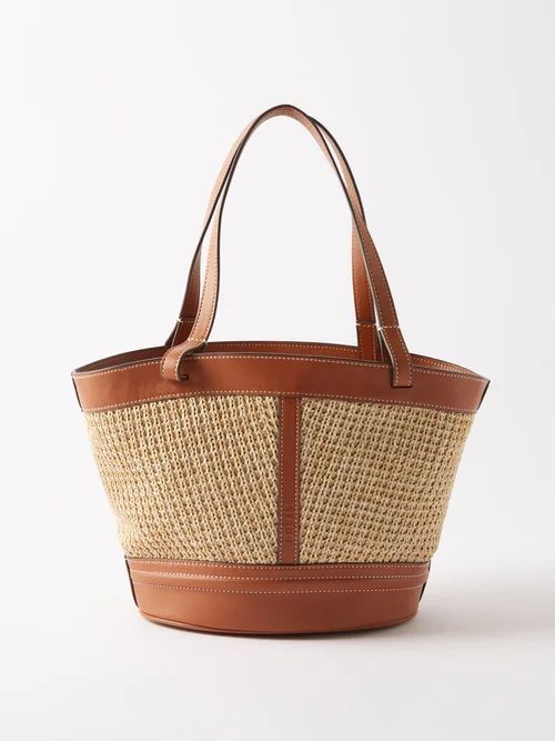 Henri Raffia Small Bucket Bag - Womens - Tan