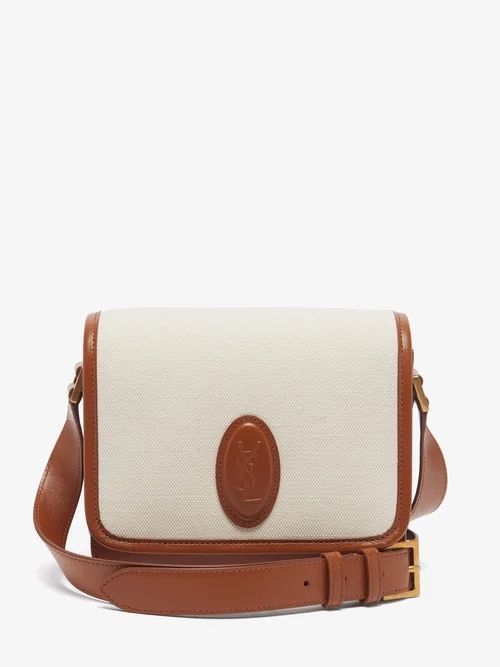 Le 61 Canvas-panel Leather Cross-body Bag - Womens - Tan White