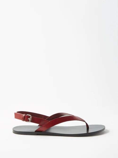 Hiking T-bar Leather Sandals - Womens - Dark Red