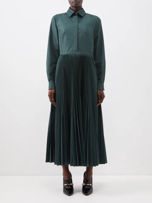 Fosca Shirt Dress - Womens - Dark Green