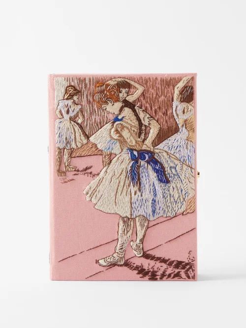 Edgar Degas Embroidered Book Clutch Bag - Womens - Pink Multi