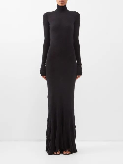 Godet-hem Brushed Cotton-blend Maxi Dress - Womens - Black