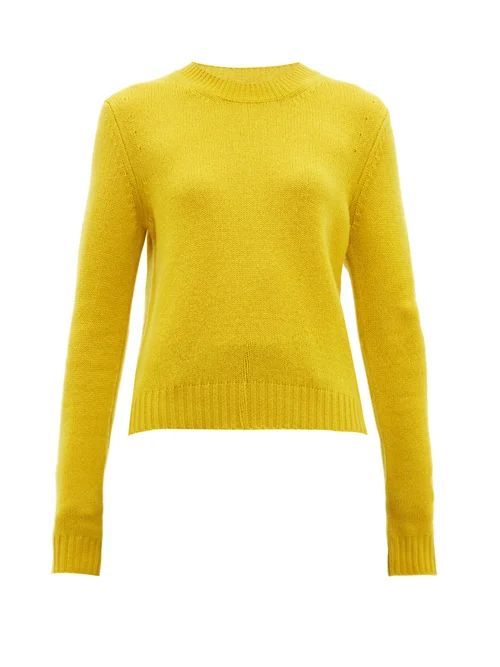 Exaggerated-sleeve Cashmere-blend Sweater - Womens - Yellow