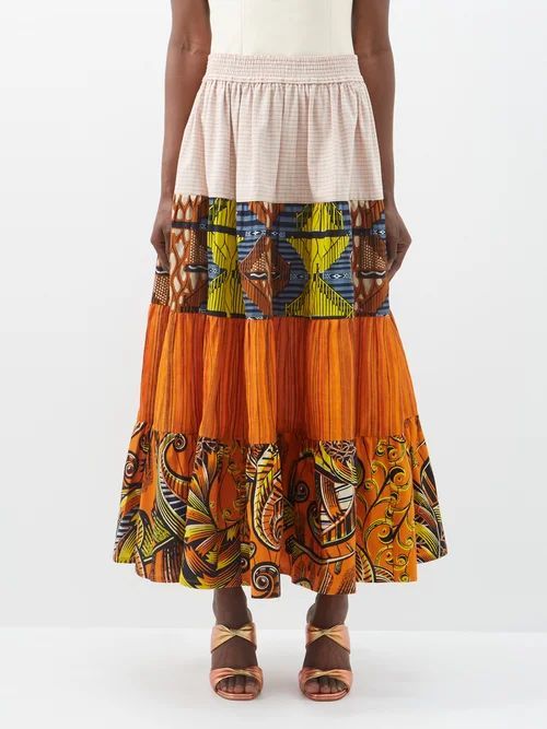 Kendima Patchworked Cotton Maxi Skirt - Womens - Multi
