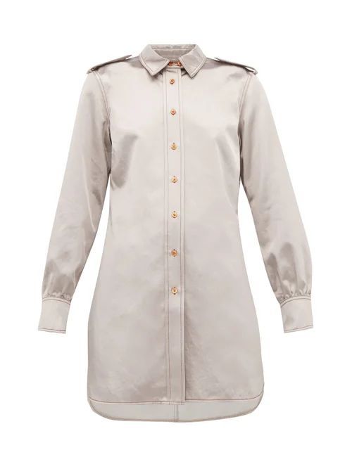 Kelsi Longline Cotton-blend Satin Shirt - Womens - Light Grey