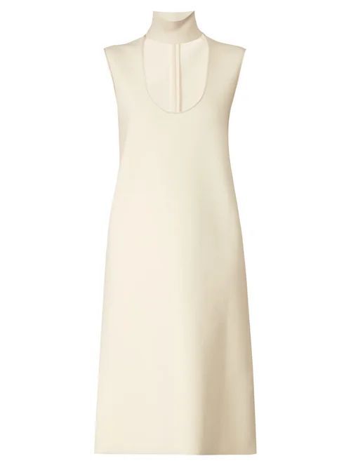 High-neck Jersey Midi Dress - Womens - Ivory