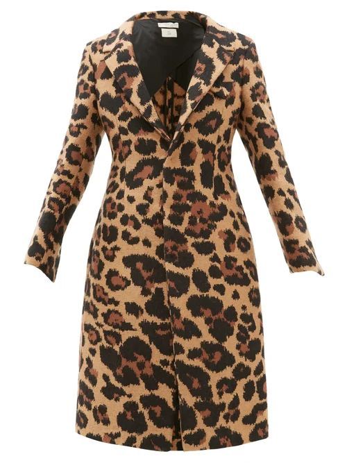 Leopard-jacquard Single-breasted Coat - Womens - Leopard