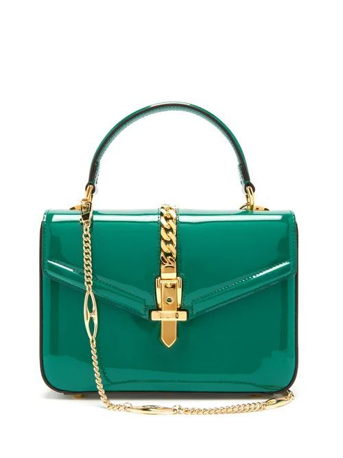 Gucci - Sylvie 1969 Small Patent-leather Shoulder Bag - Womens - Green