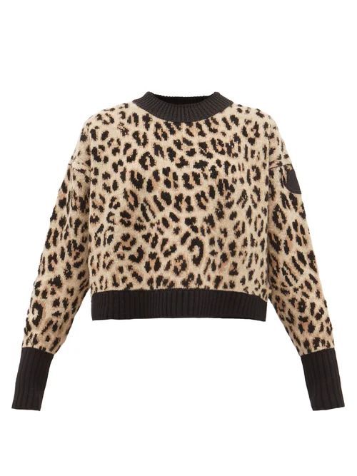 Leopard-jacquard Wool-blend Sweater - Womens - Animal