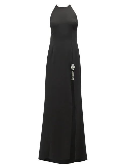 Gaia Crystal-embellished Silk-satin Gown - Womens - Black