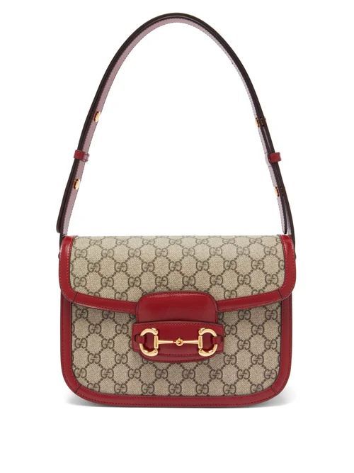 Gucci - 1955 Horsebit Gg Supreme Shoulder Bag - Womens - Red Multi