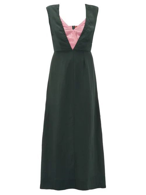 Layered-bodice Dress - Womens - Green Multi