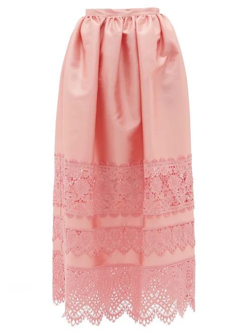 Jennifer Guipure Lace-trimmed Midi Skirt - Womens - Pink